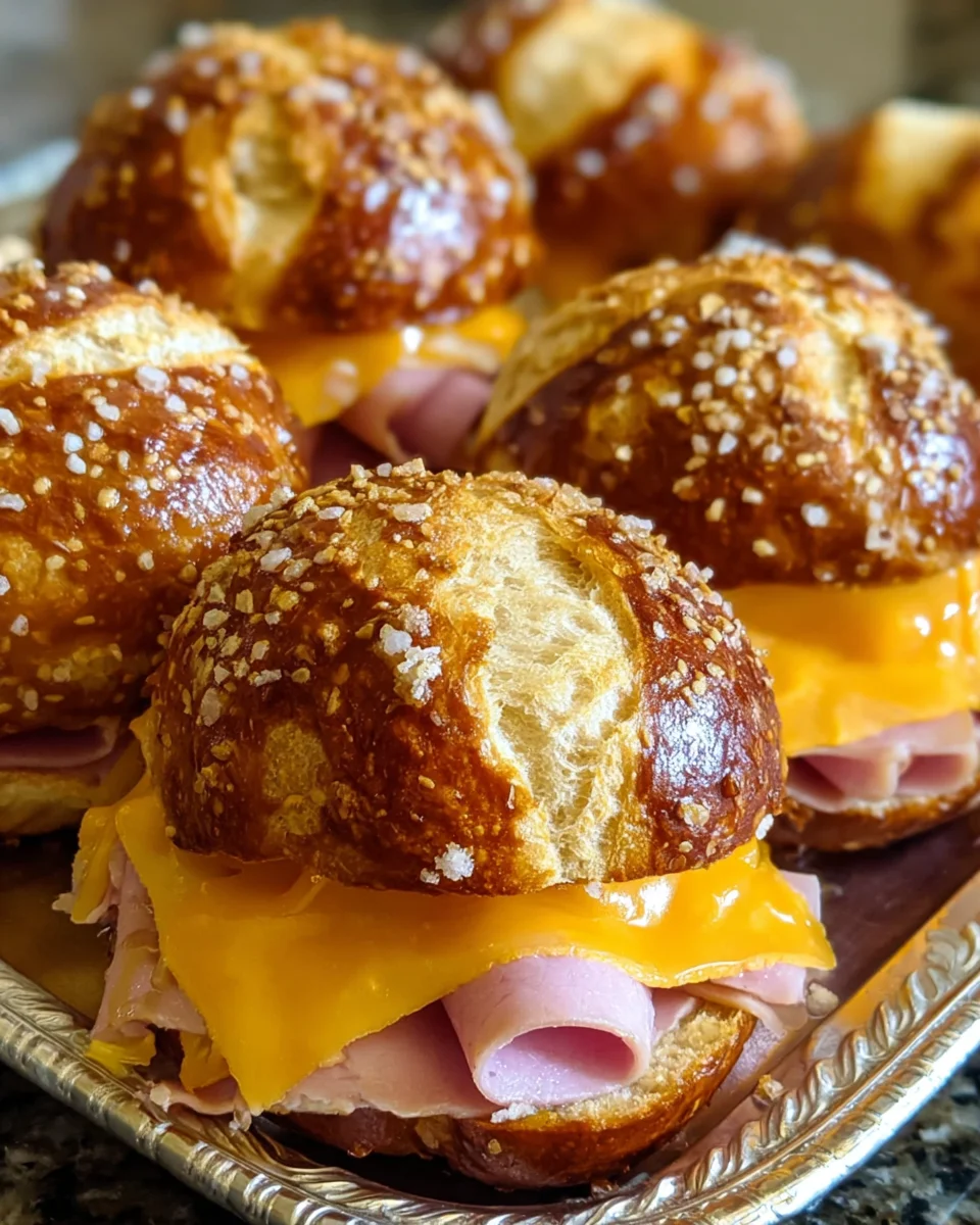 Ham Cheese Pretzel Sliders