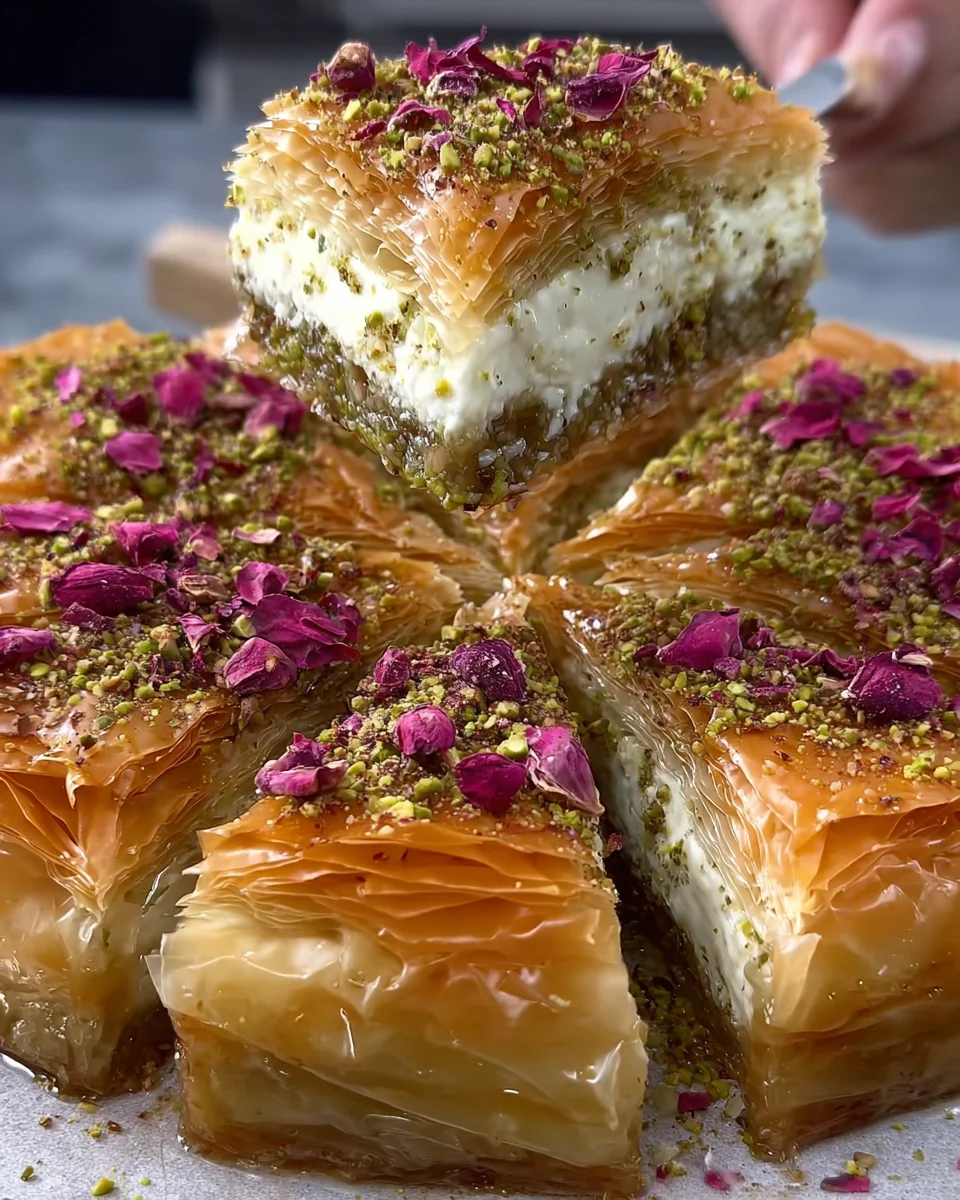 Honey Pistachio Baklava Cheesecake
