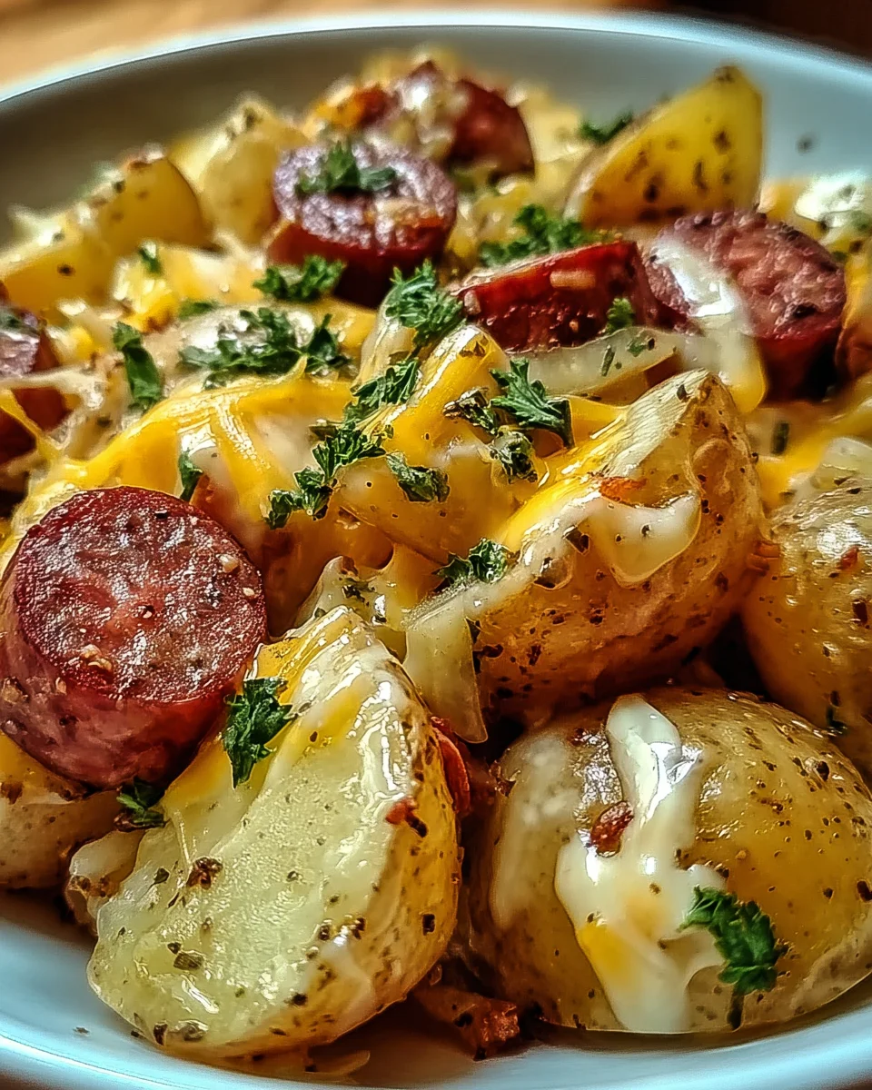 Cheesy Ranch Potatoes and Smoked Sausage