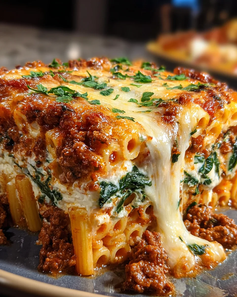 Baked Ricotta Spinach Beef Pasta