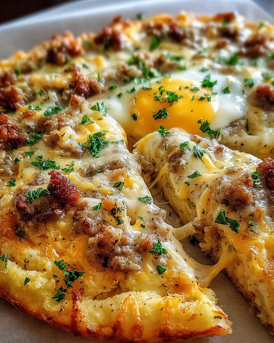 Sausage Gravy Biscuit Breakfast Pizza