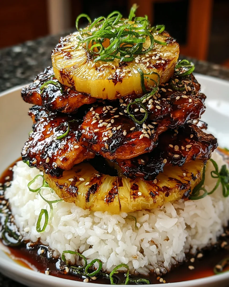 Hawaiian Huli Huli Chicken Stack
