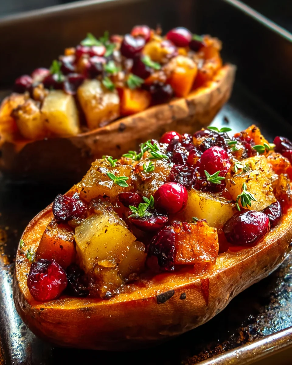 Indulge in Cranberry Apple Twice-Baked Sweet Potatoes today!