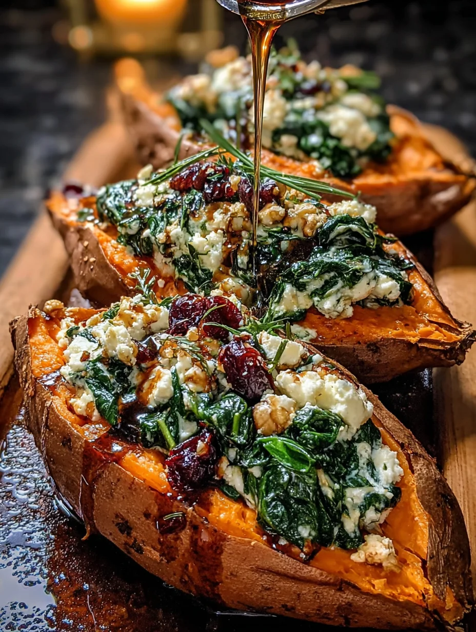 Creamy Ricotta & Spinach Stuffed Sweet Potatoes