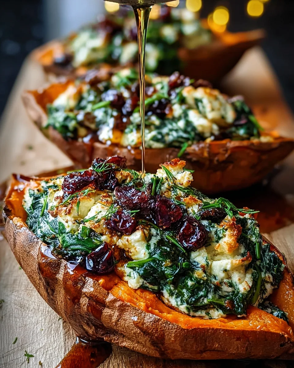 Creamy Ricotta & Spinach Stuffed Sweet Potatoes