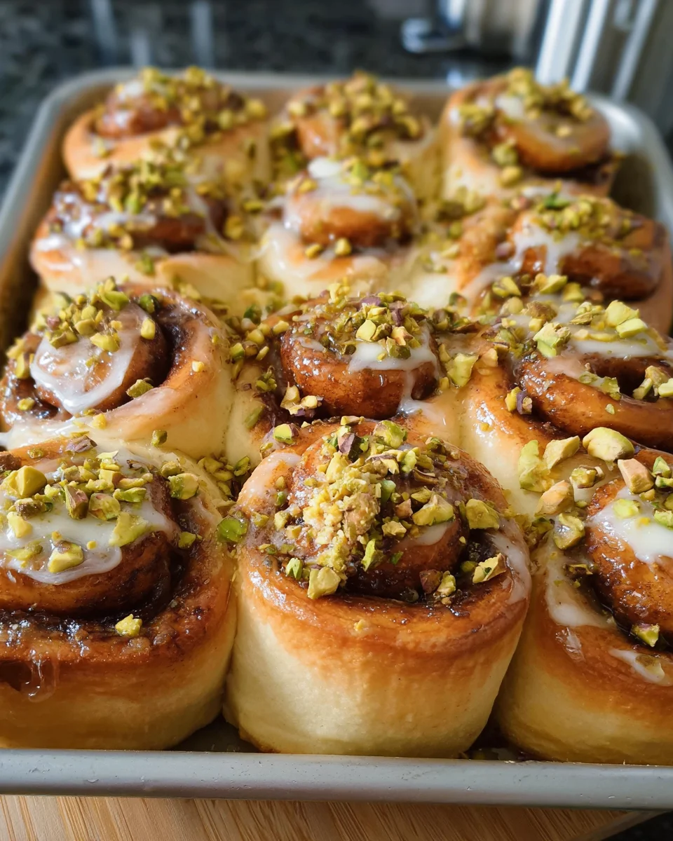White Chocolate Pistachio Cinnamon Rolls