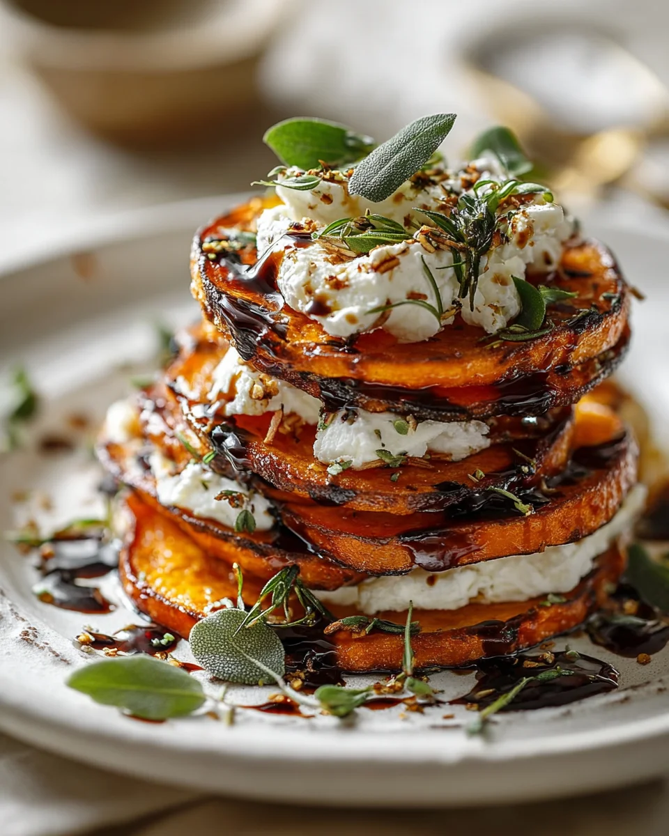 Mini Sweet Potato Stacks with Burrata & Balsamic