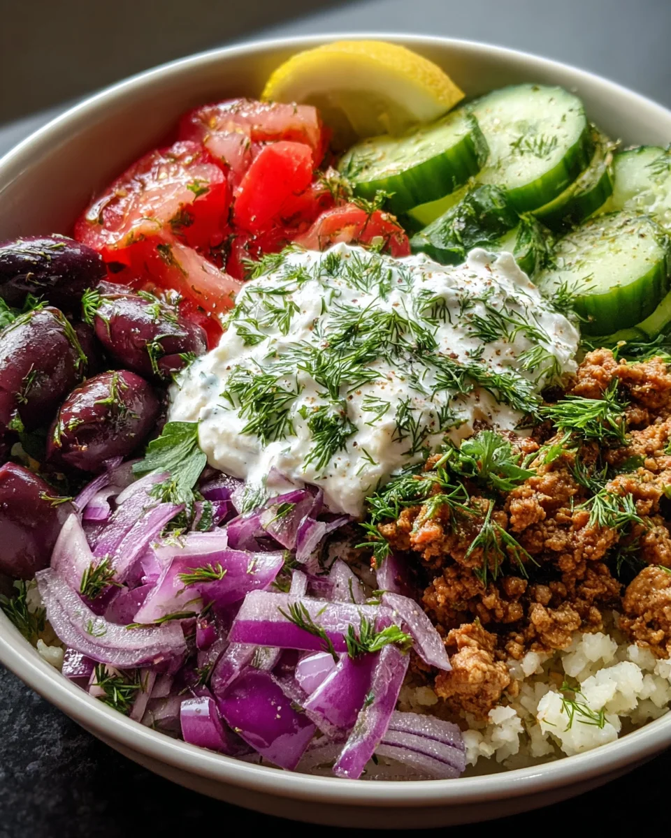 Healthy Greek Ground Chicken Bowls