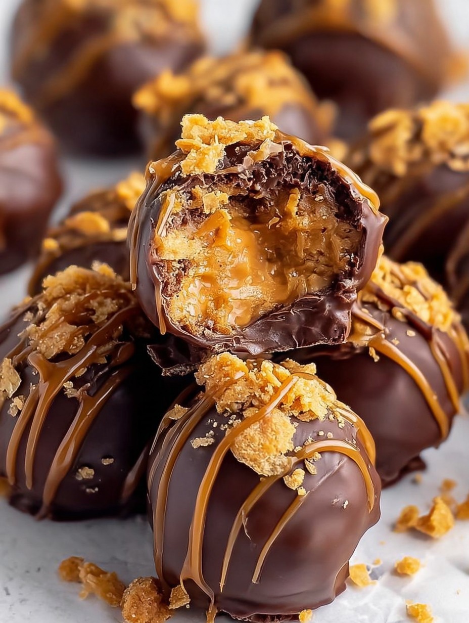 No Bake Caramel Crunch Butterfinger Truffles