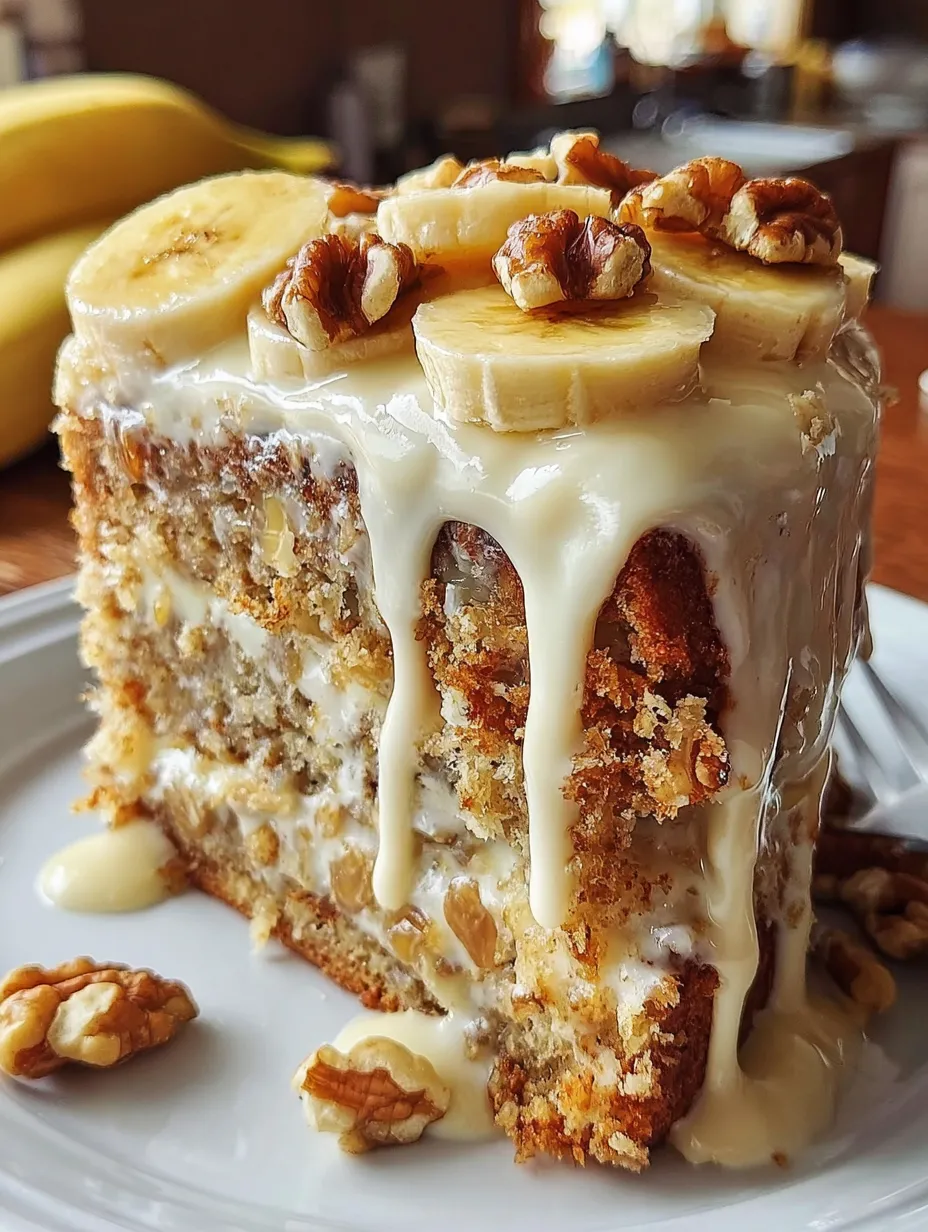 Heavenly Banana Walnut Cream Cake