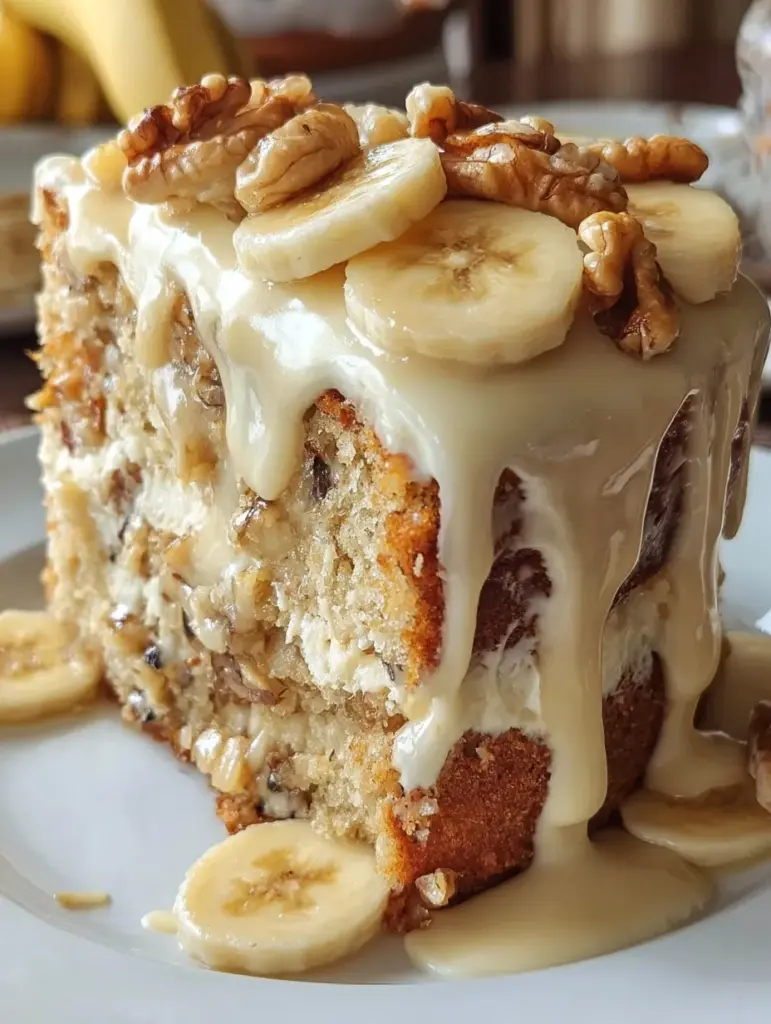 Heavenly Banana Walnut Cream Cake