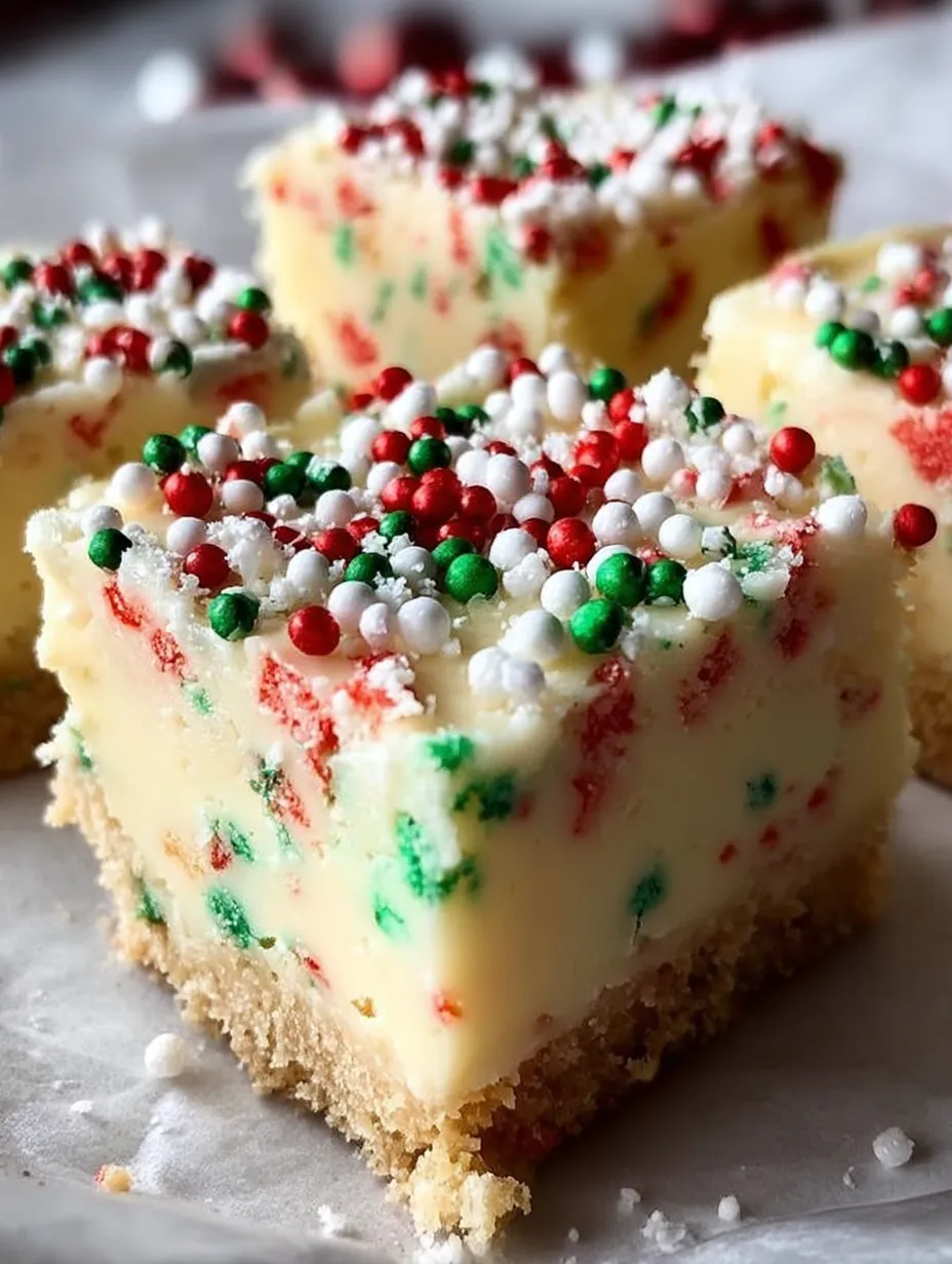Christmas Sugar Cookie Cheesecake Bars (No-Bake)