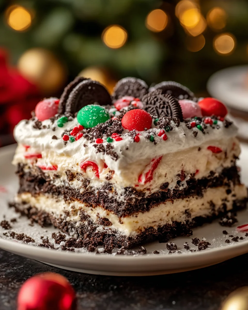 No-Bake Christmas Oreo Lasagna