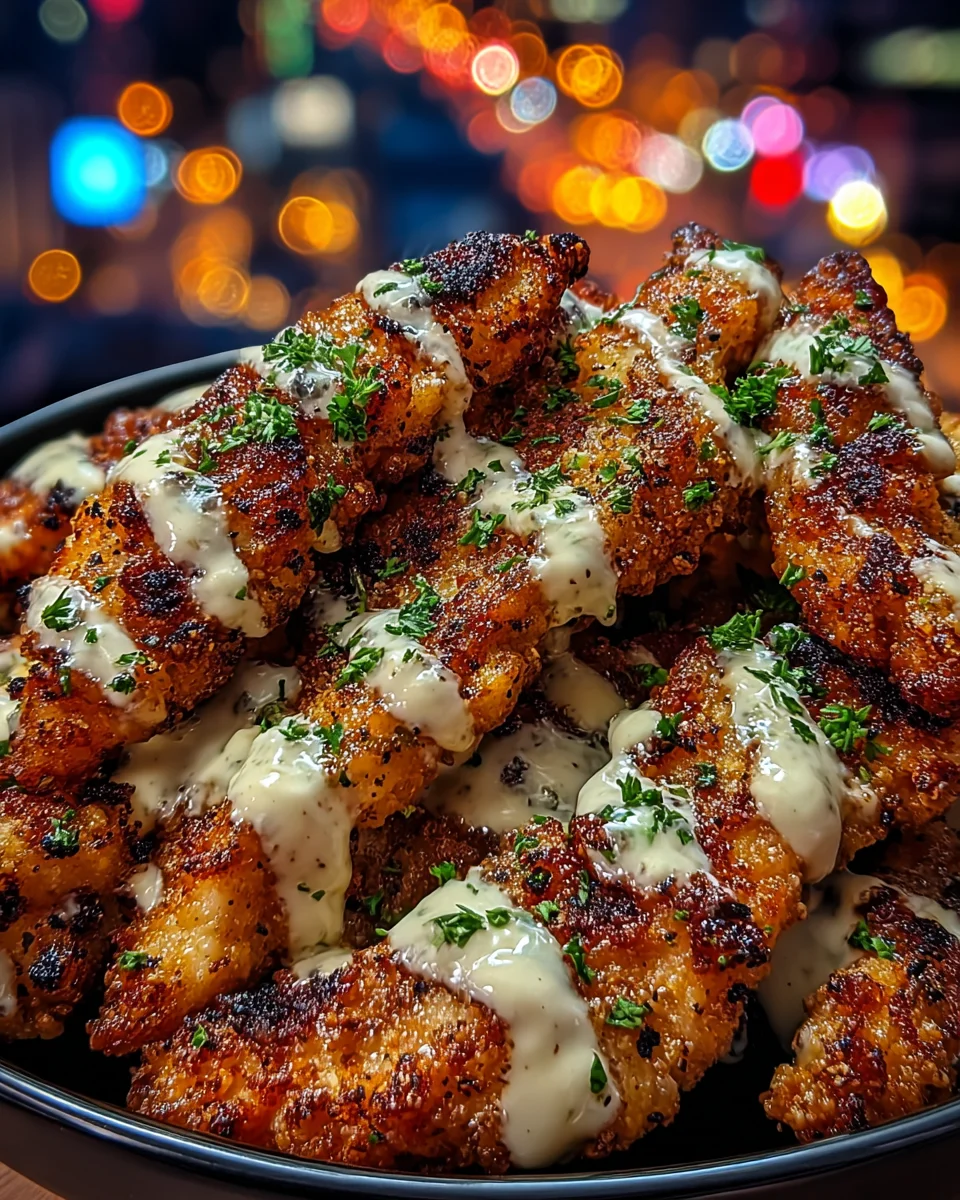 Garlic Butter Chicken Strips with Ranch Dressing