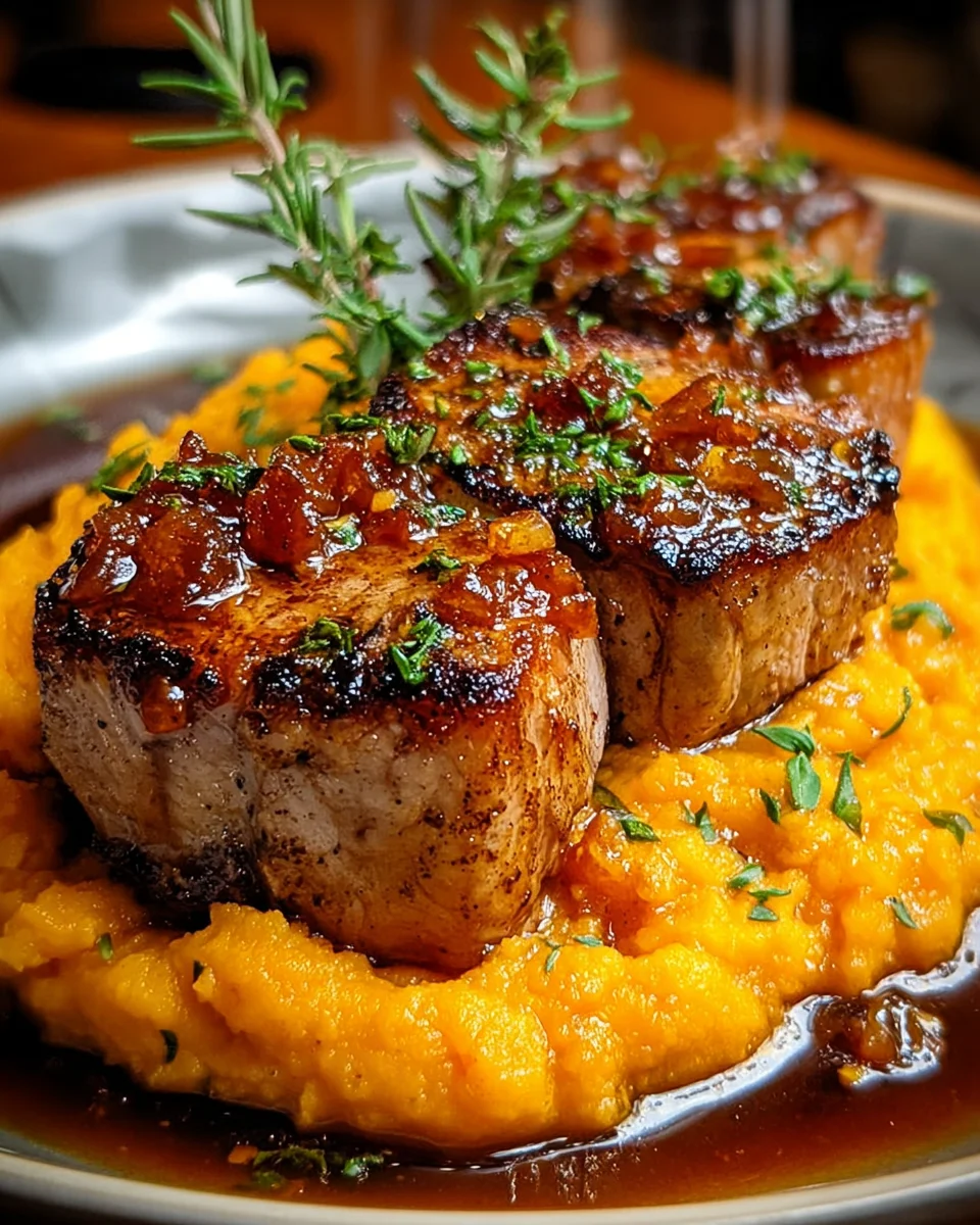 Apple Cider Pork with Mashed Sweet Potatoes