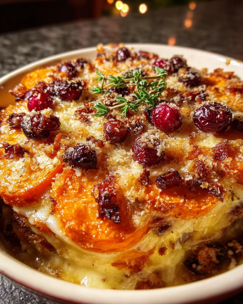 Sweet Potato Cranberry Gratin