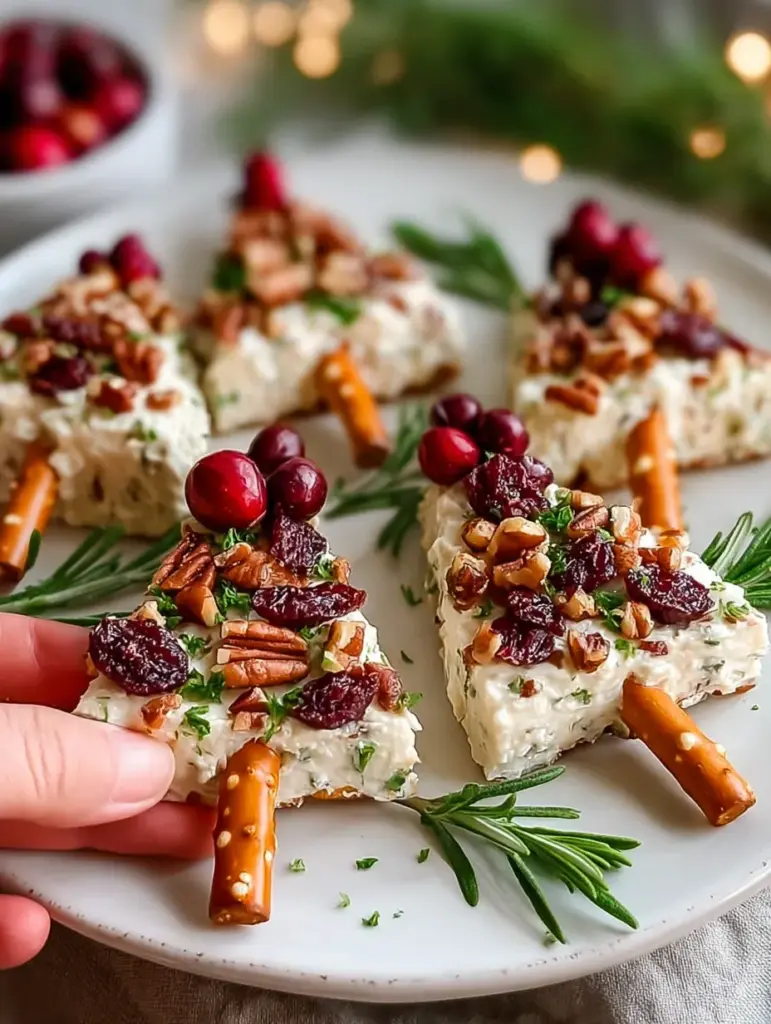 Cranberry Pecan Christmas Tree Appetizers 