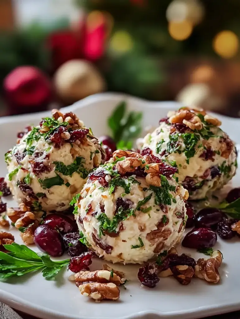 Christmas Cranberry Walnut Cheese Balls 