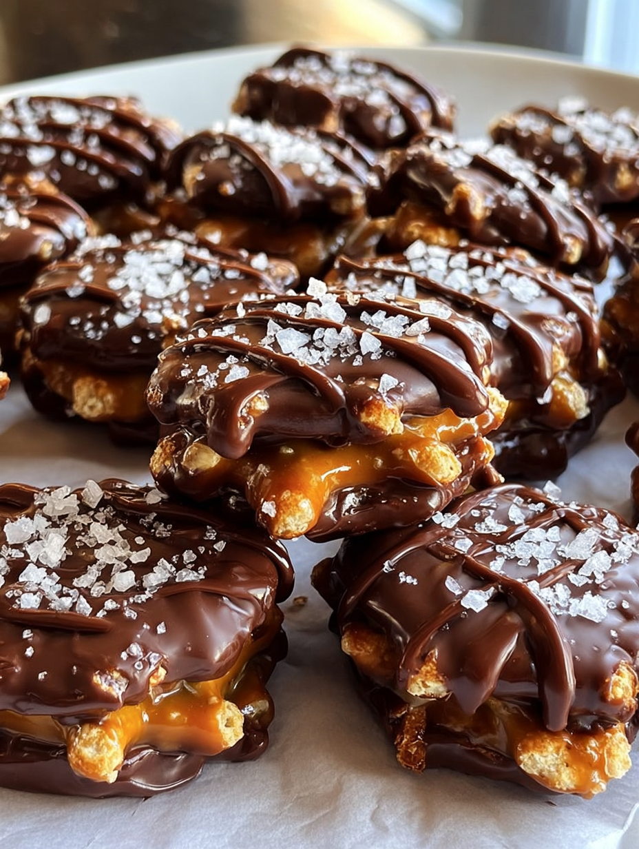 Chocolate Caramel Pretzel Sandwich Bites