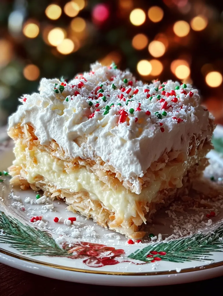 No-Bake Christmas Coconut Lasagna – A Festive Coconut Cream Holiday Delight
