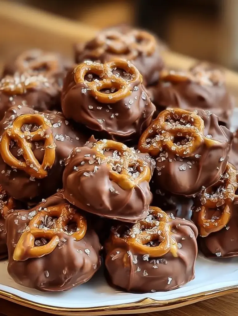 Chocolate-Covered Pretzel Caramel Bites with Sea Salt
