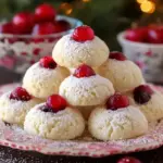 Cherry Snowball Shortbread Cookies