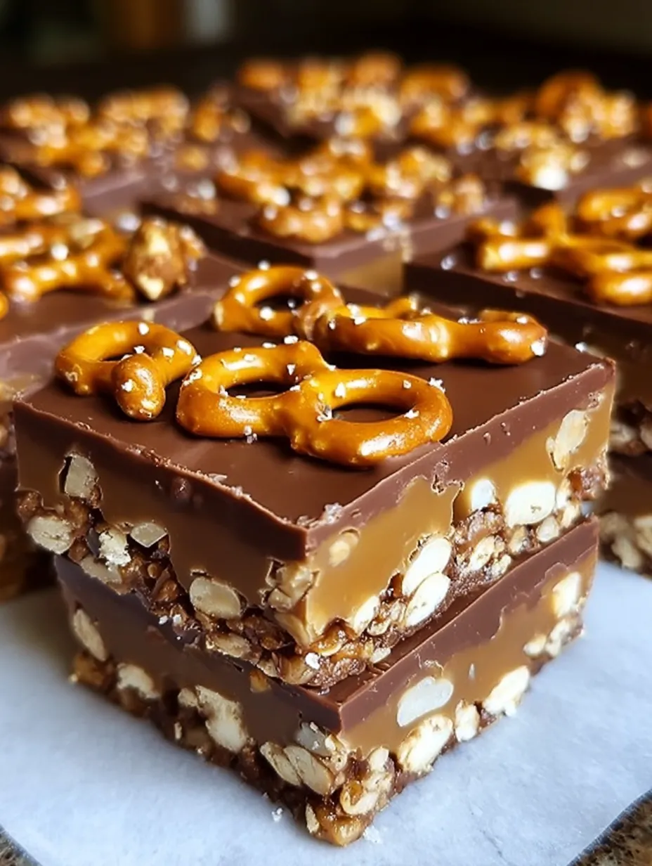 No-Bake Caramel Pretzel Crunch Bars