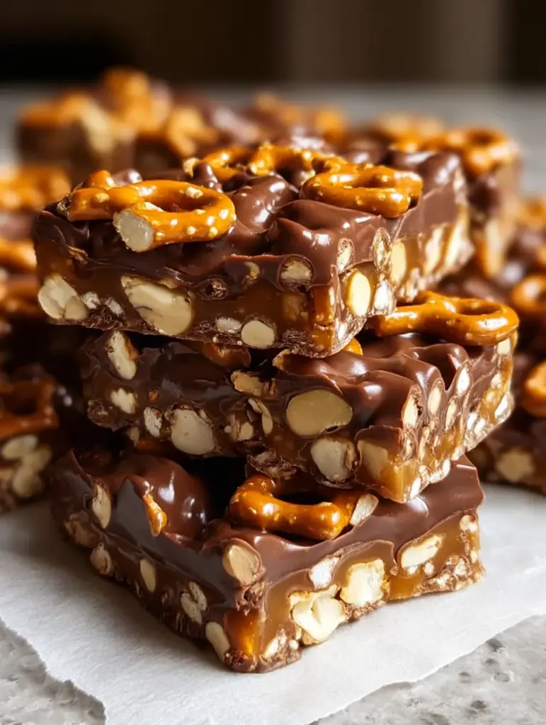 No-Bake Caramel Pretzel Crunch Bars
