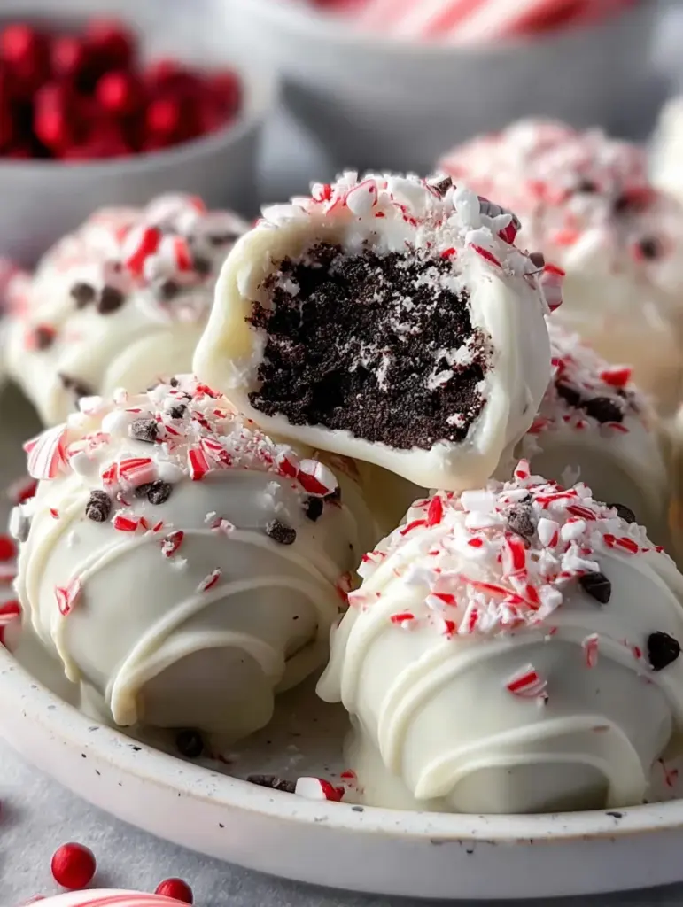 No-Bake Peppermint Bark Snowballs