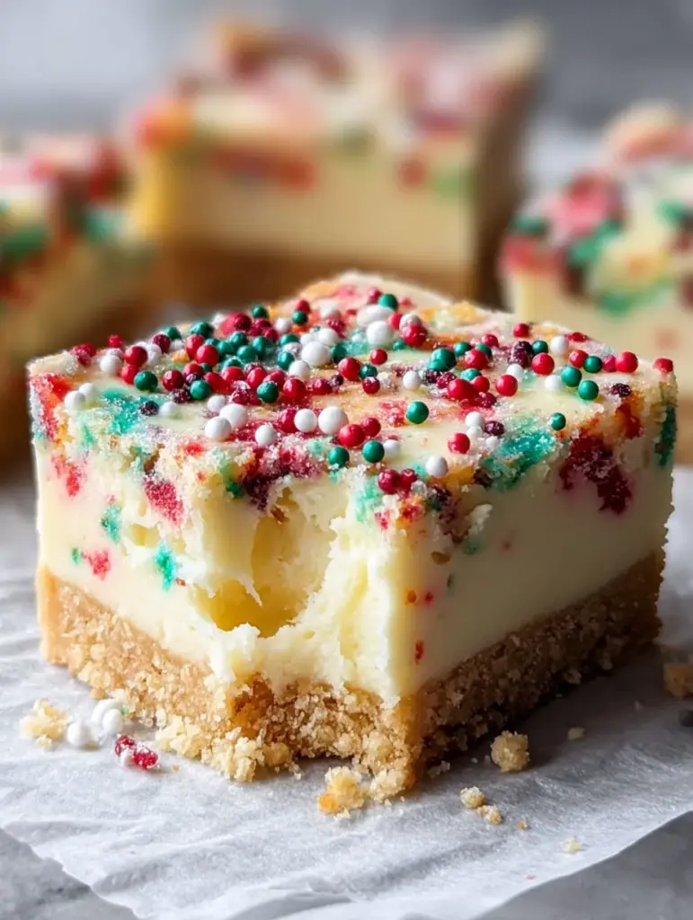 Christmas Sugar Cookie Cheesecake Bars