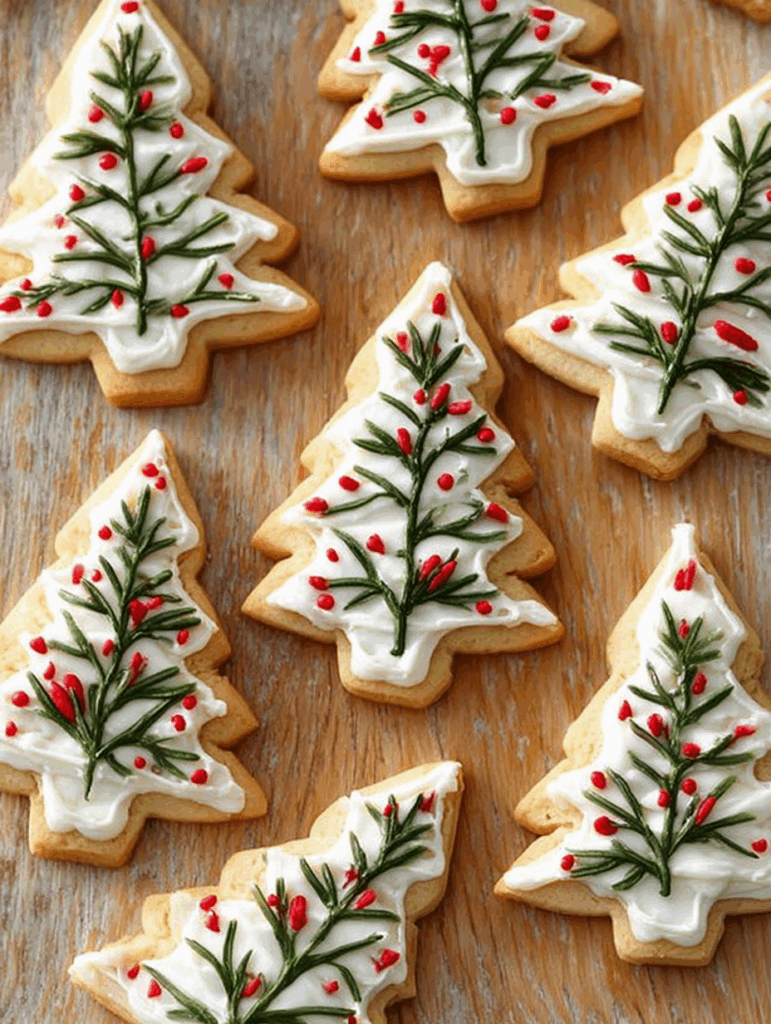 Rosemary Shortbread Christmas Tree Cookies