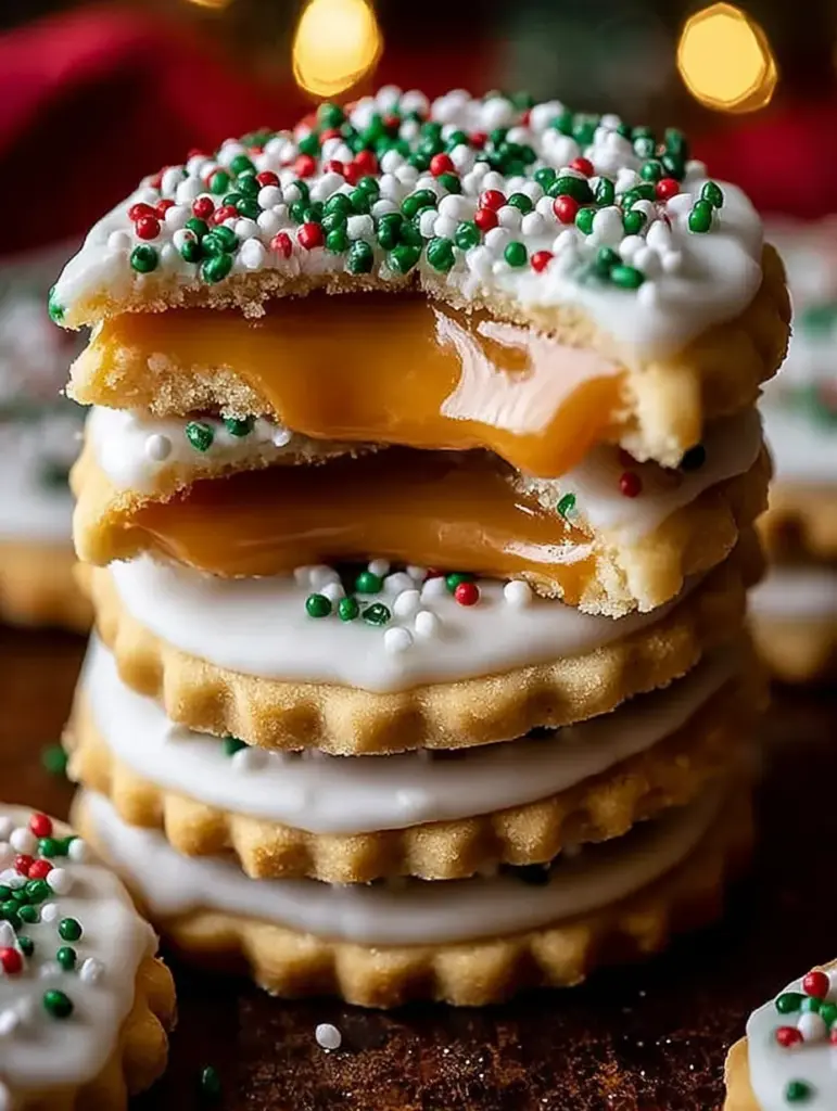Caramel White-Chocolate Shortbread Christmas Cookies 