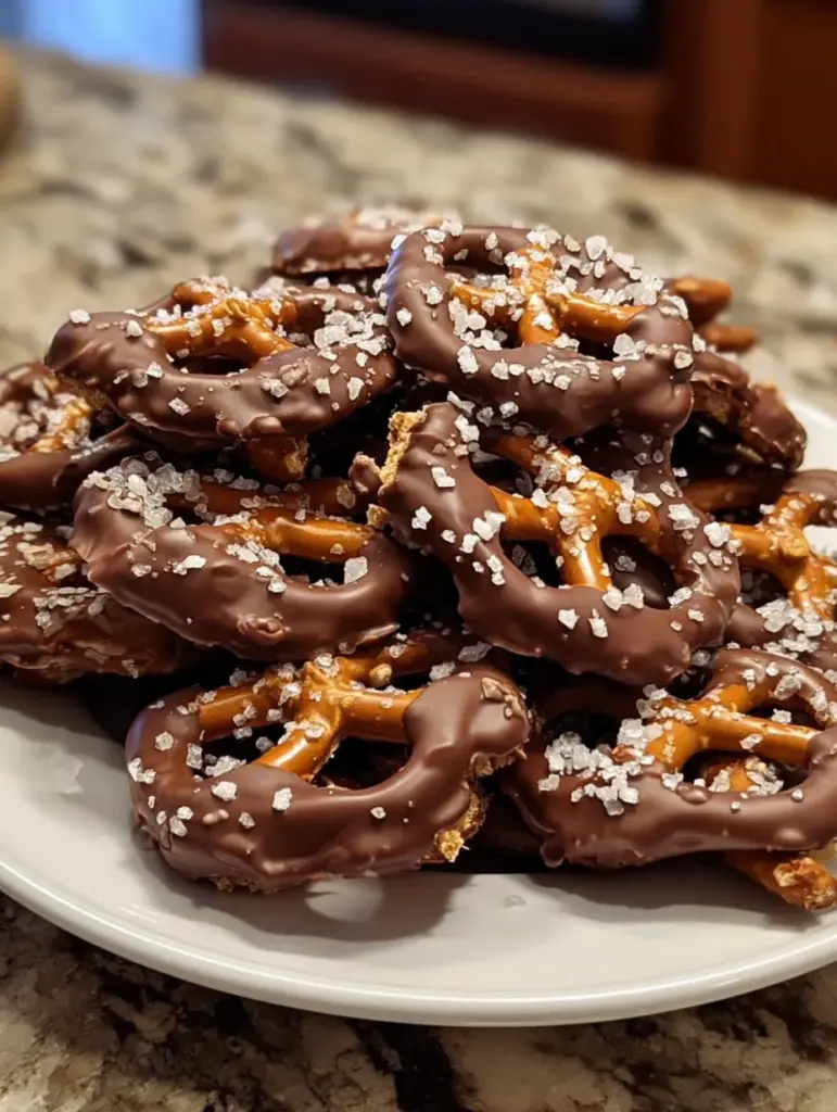 Chocolate-Covered Pretzels with Toffee & Sea Salt
