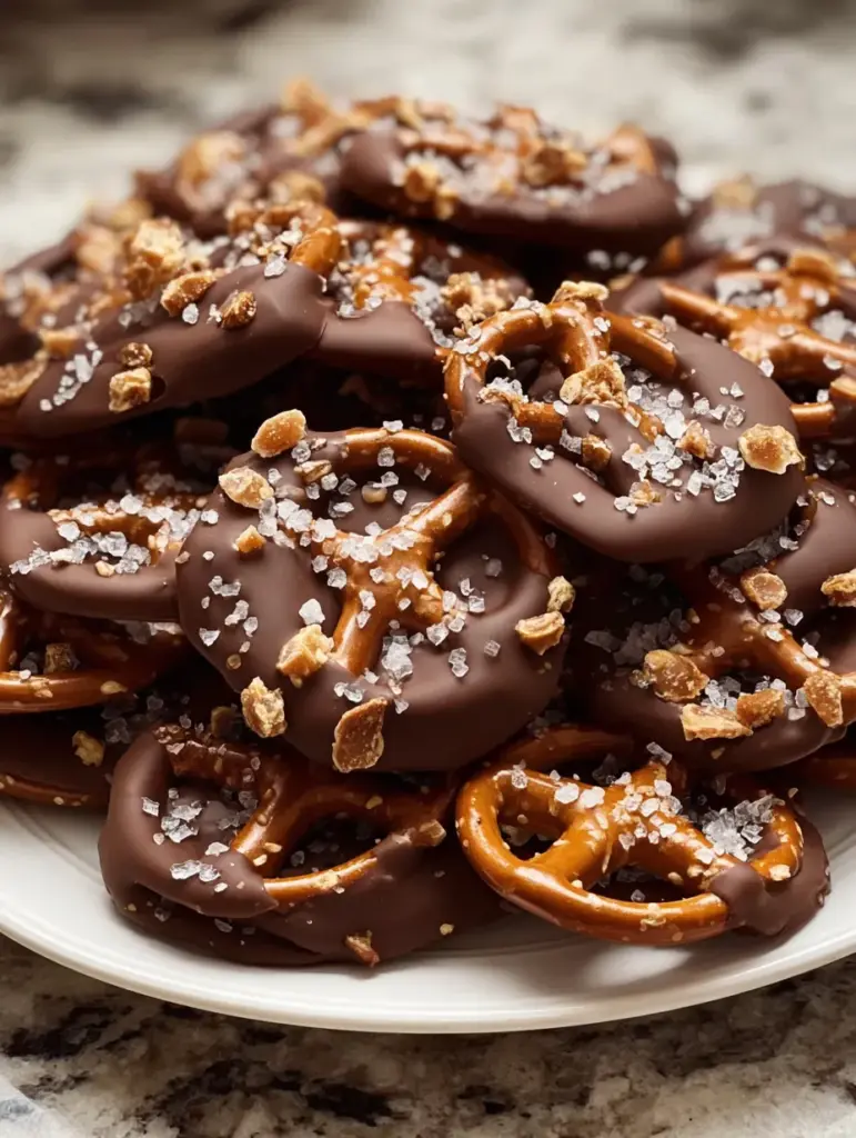 Chocolate-Covered Pretzels with Toffee & Sea Salt
