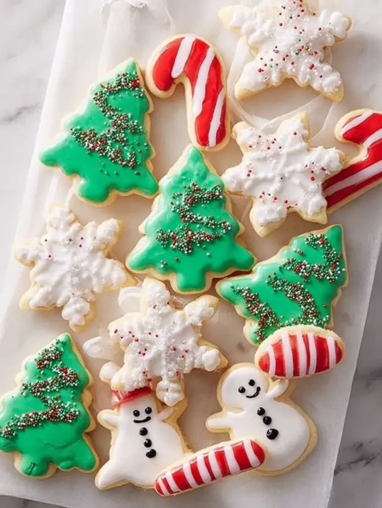 Decorated Christmas Cutout Cookies
