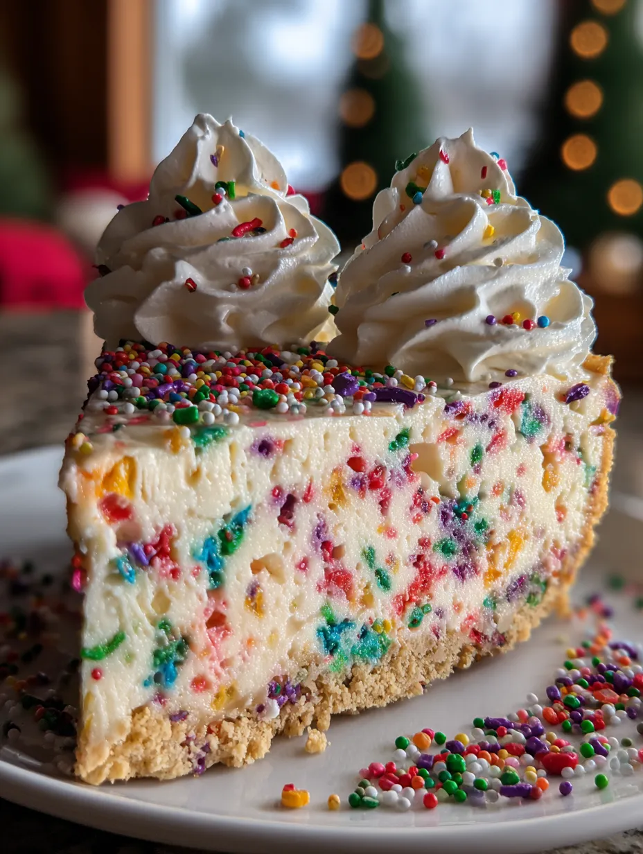 🎄 No-Bake Christmas Funfetti Cheesecake Recipe: A Sprinkle-Filled Holiday Delight!