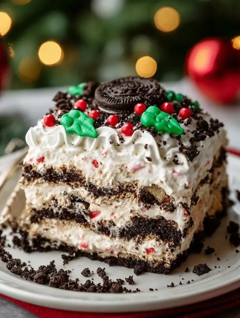 No-Bake Christmas Oreo Lasagna