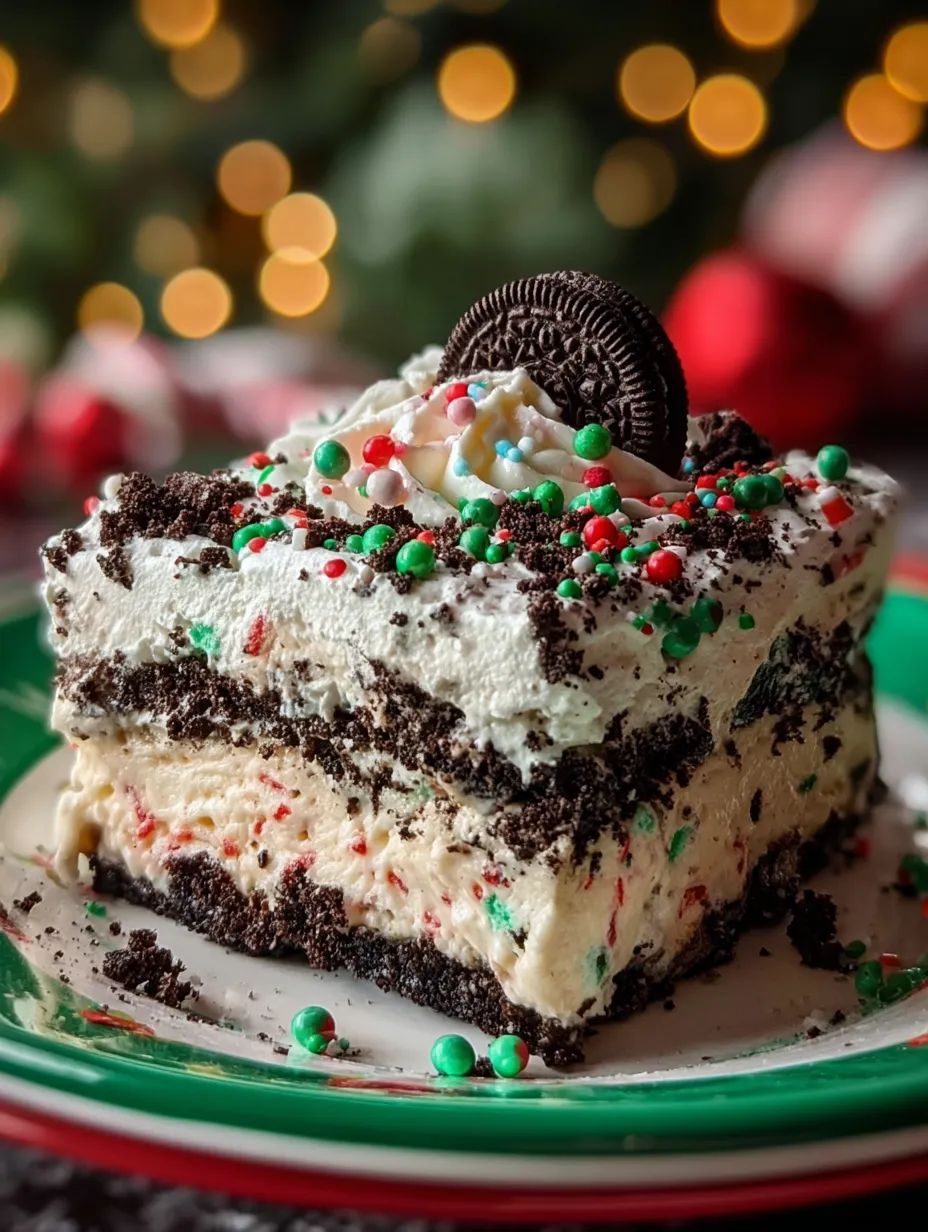 No-Bake Christmas Oreo Lasagna