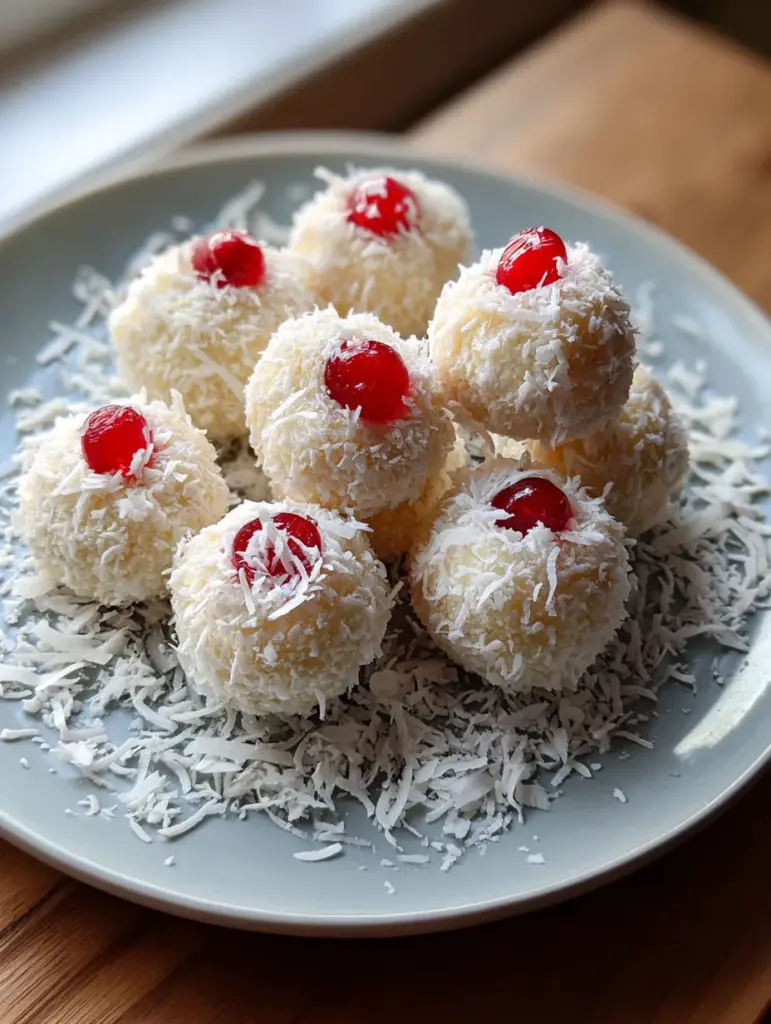 Snowy Coconut Cherry Balls