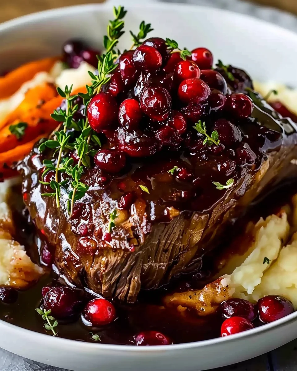 Slow-Braised Beef Roast with Cranberry Balsamic Glaze