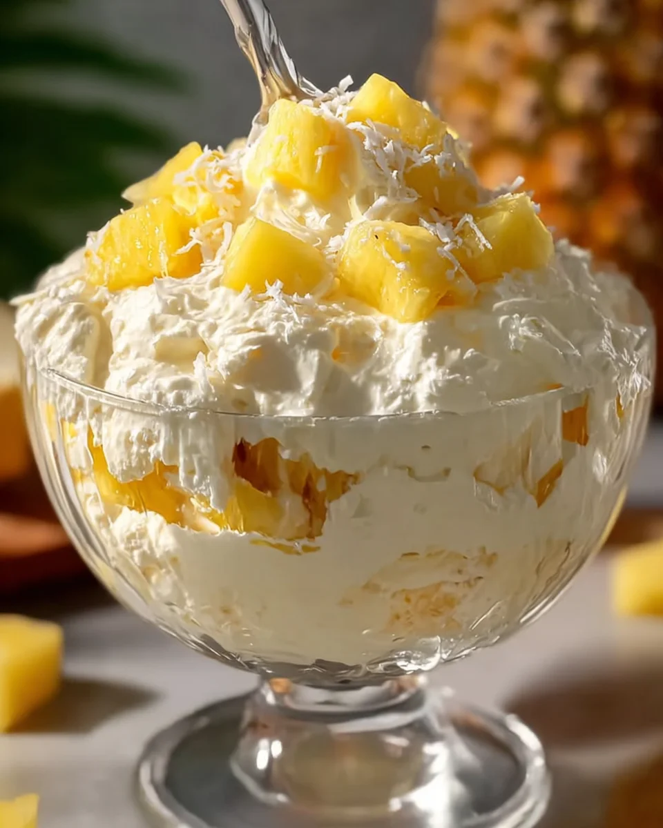 Hawaiian Pineapple Coconut Cream Fluff: A Dreamy No-Bake Tropical Dessert
