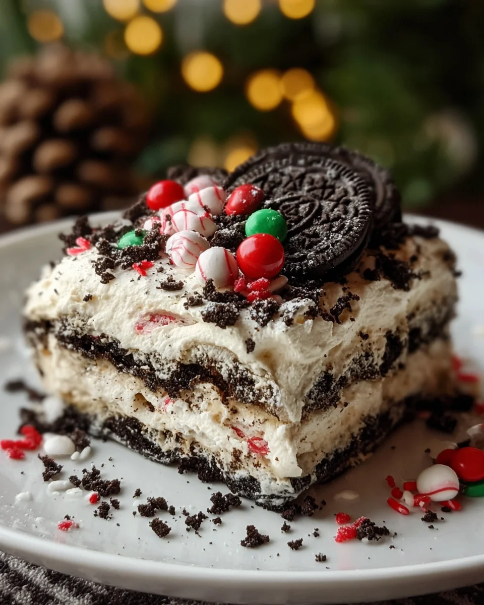 No-Bake Christmas Oreo Lasagna