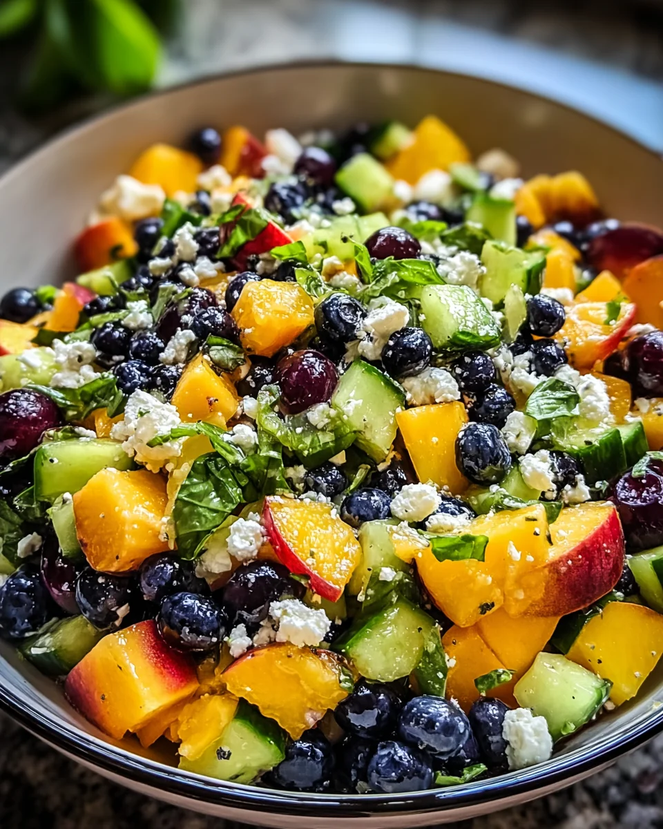 Blueberry Peach Feta Salad is a must-try delight!