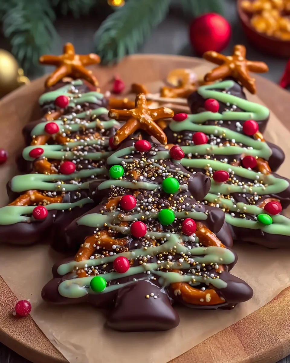Chocolate Pretzel Christmas Trees