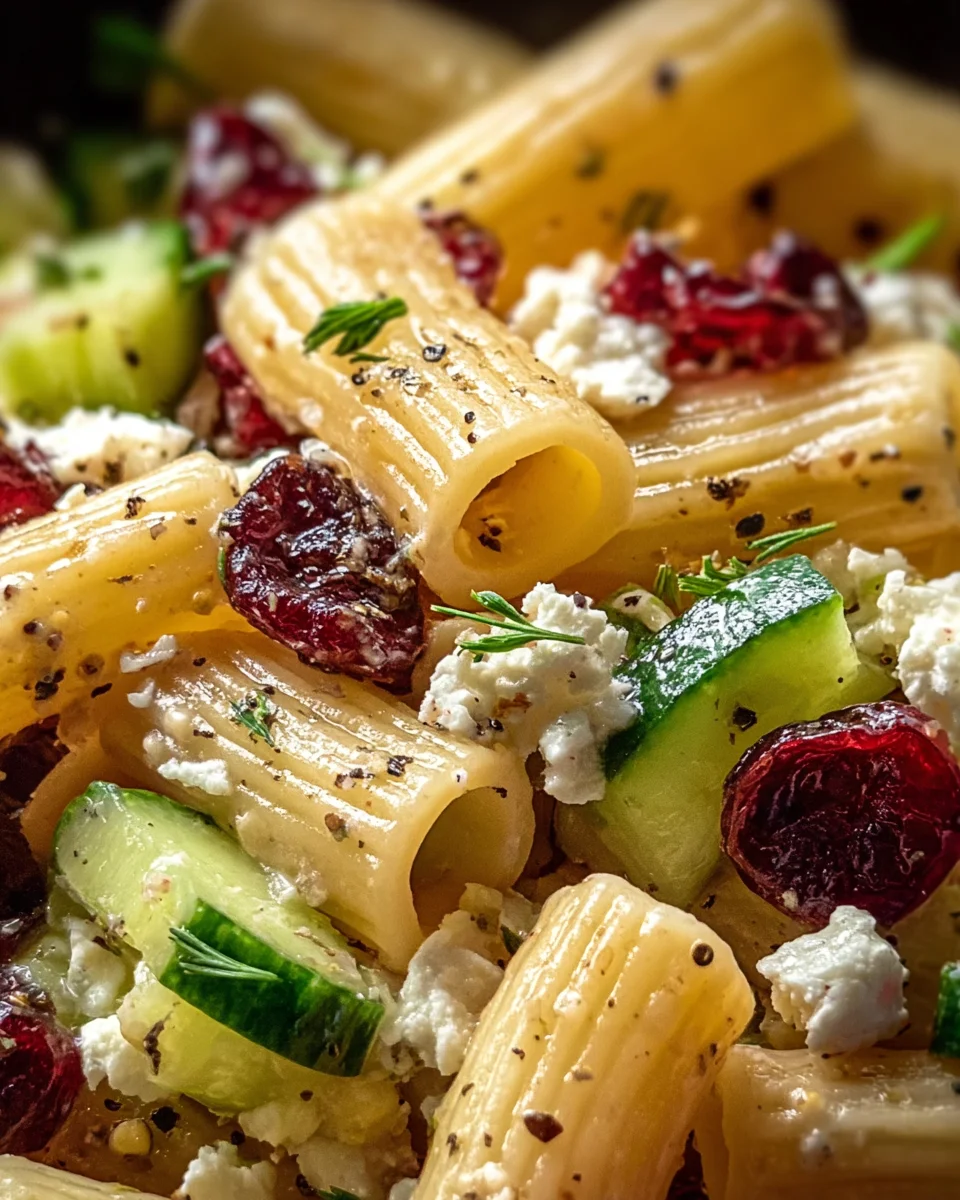 Feta & Cranberry Rigatoni Salad with Lemon Vinaigrette