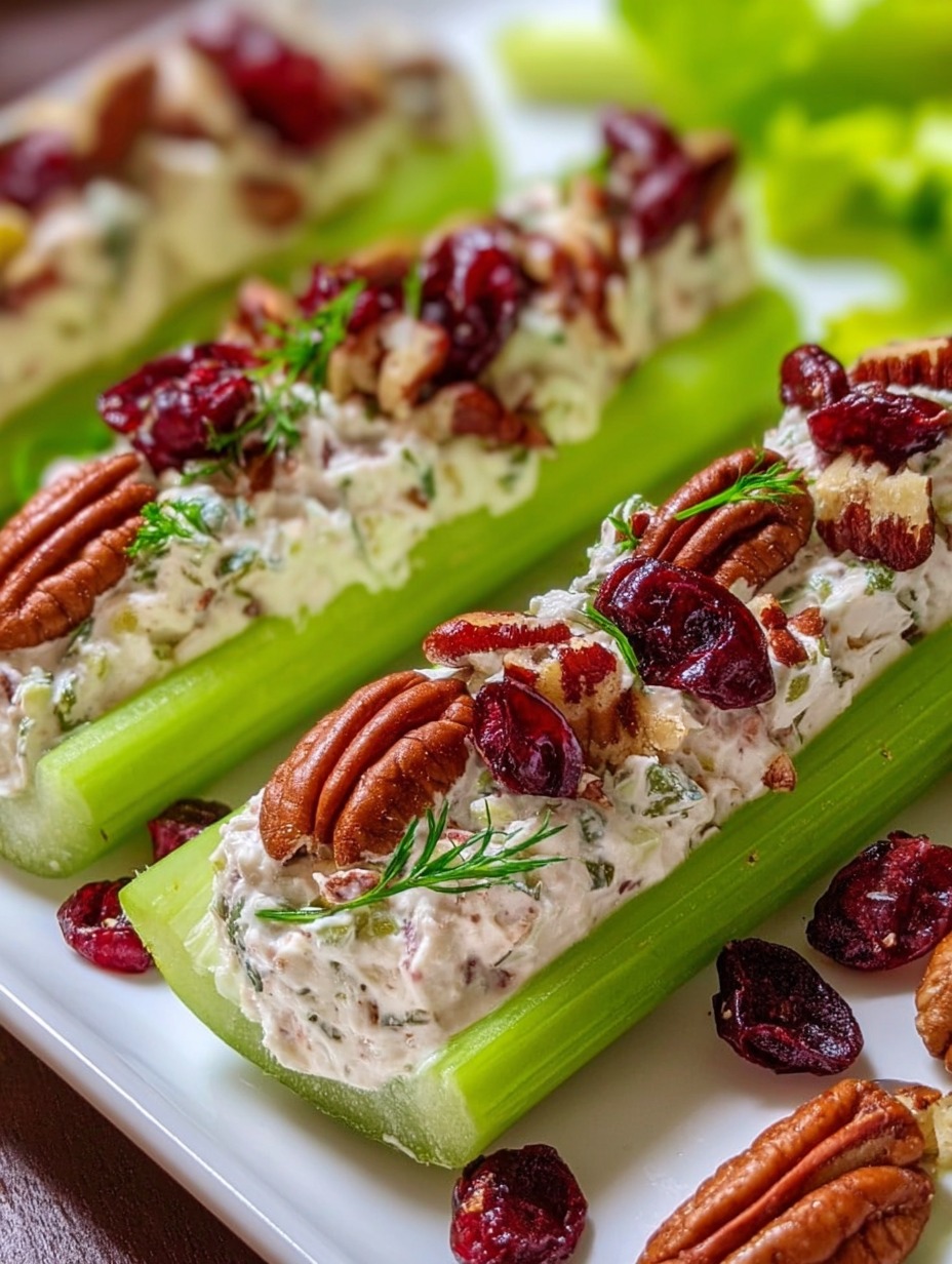 Cranberry Pecan Herb Cream Cheese Stuffed Celery: A Stunning Holiday Appetizer That Steals the Show 🥬✨