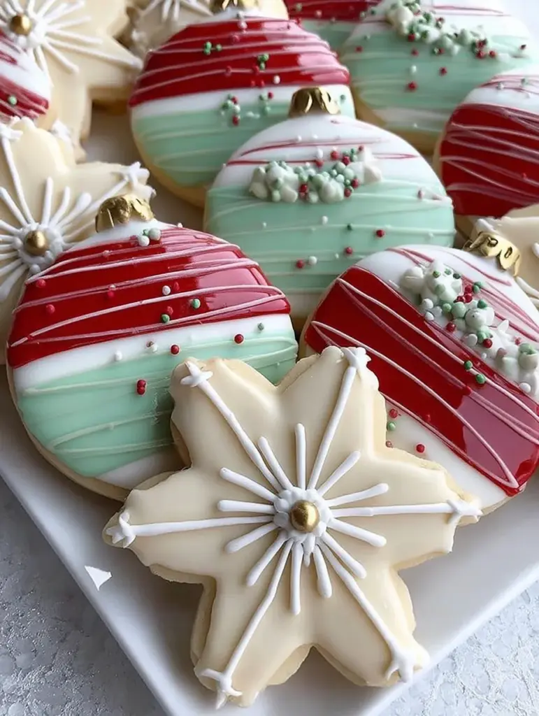 Striped Christmas Ornament & Snowflake Sugar Cookies