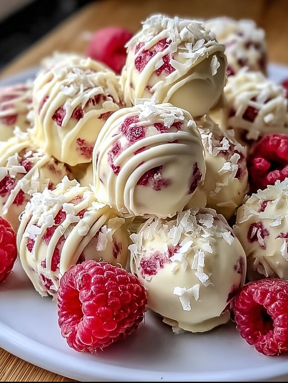 White Chocolate Raspberry Coconut Truffle Bites