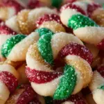 Sparkling Twisted Christmas Wreath Cookies