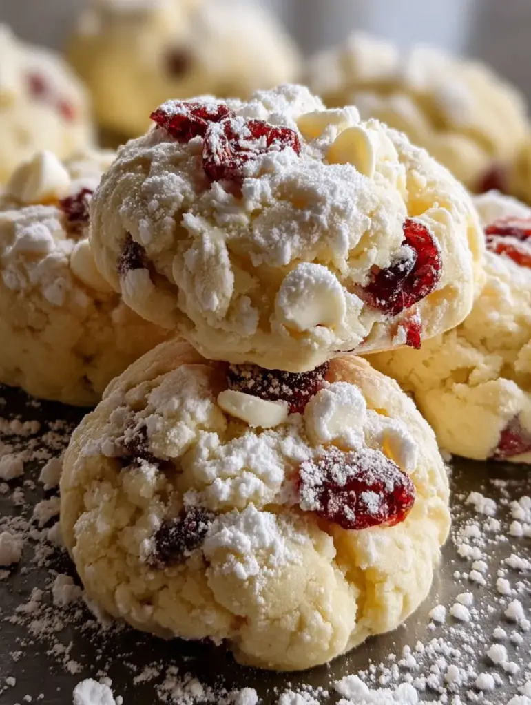 White Chocolate Cranberry Snow Kiss Cookies
